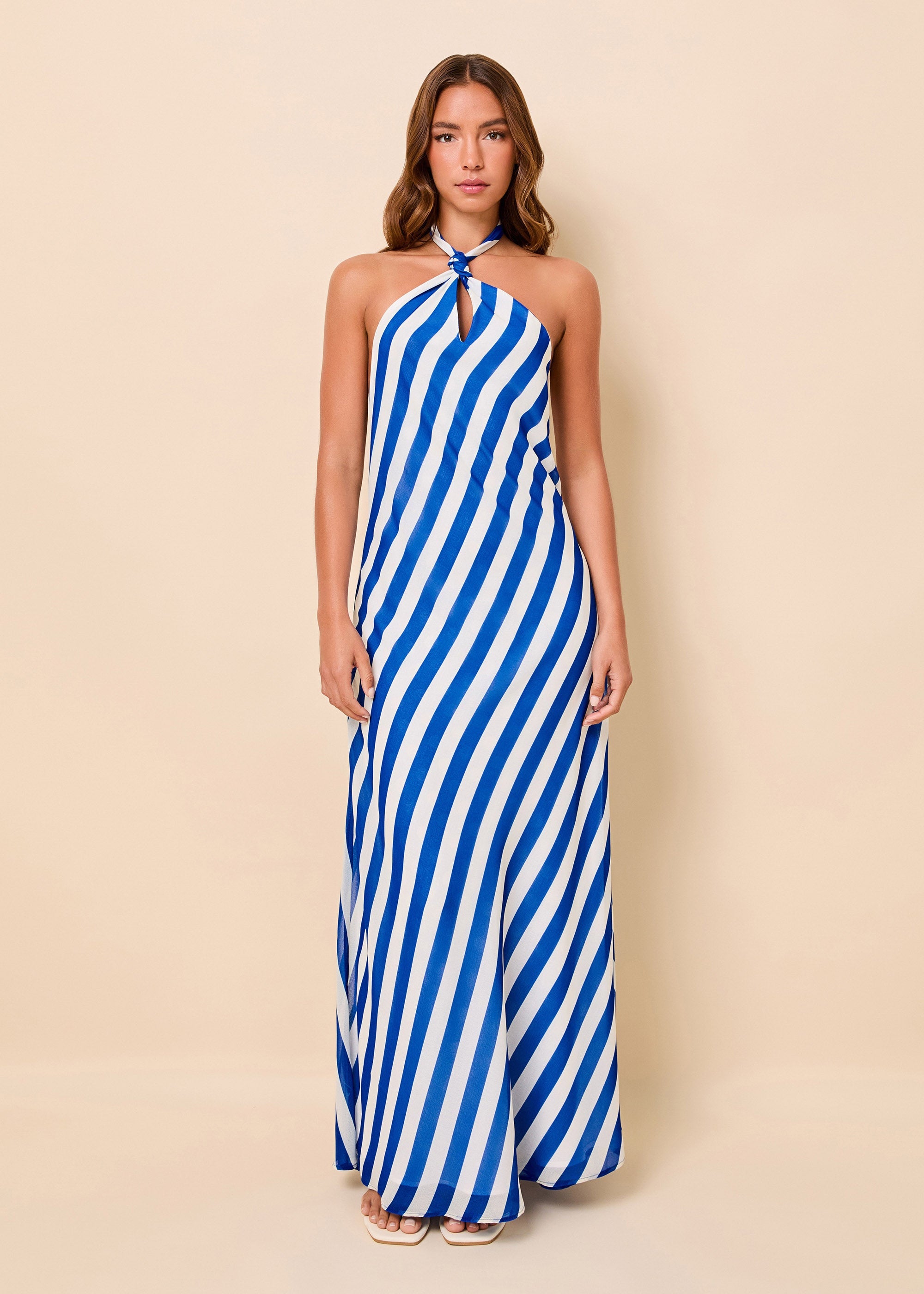 Brisa Reversible Dress Crinkle Sheer Olympian Blue Polka Dot / Stripe