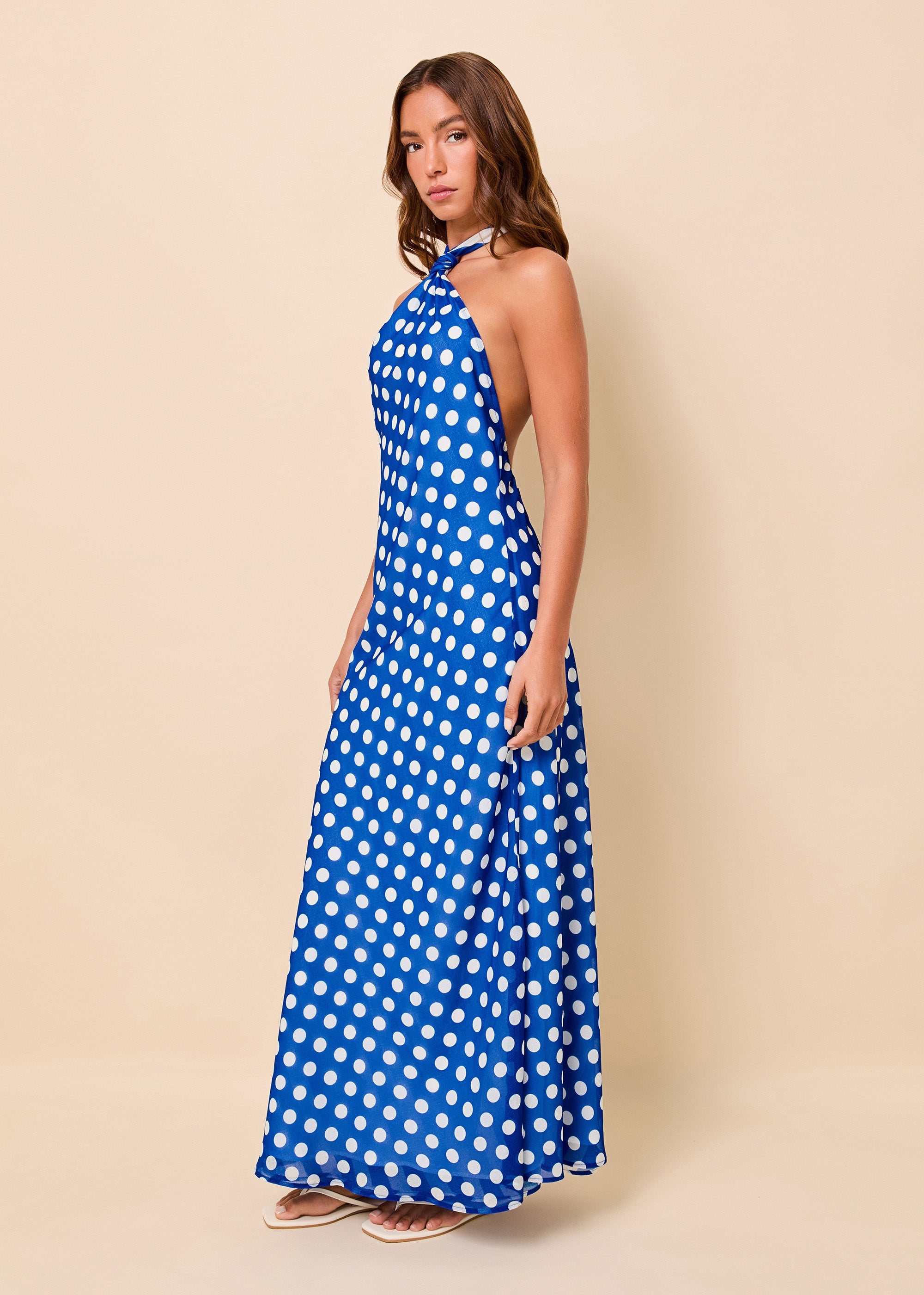 Brisa Reversible Dress Crinkle Sheer Olympian Blue Polka Dot / Stripe