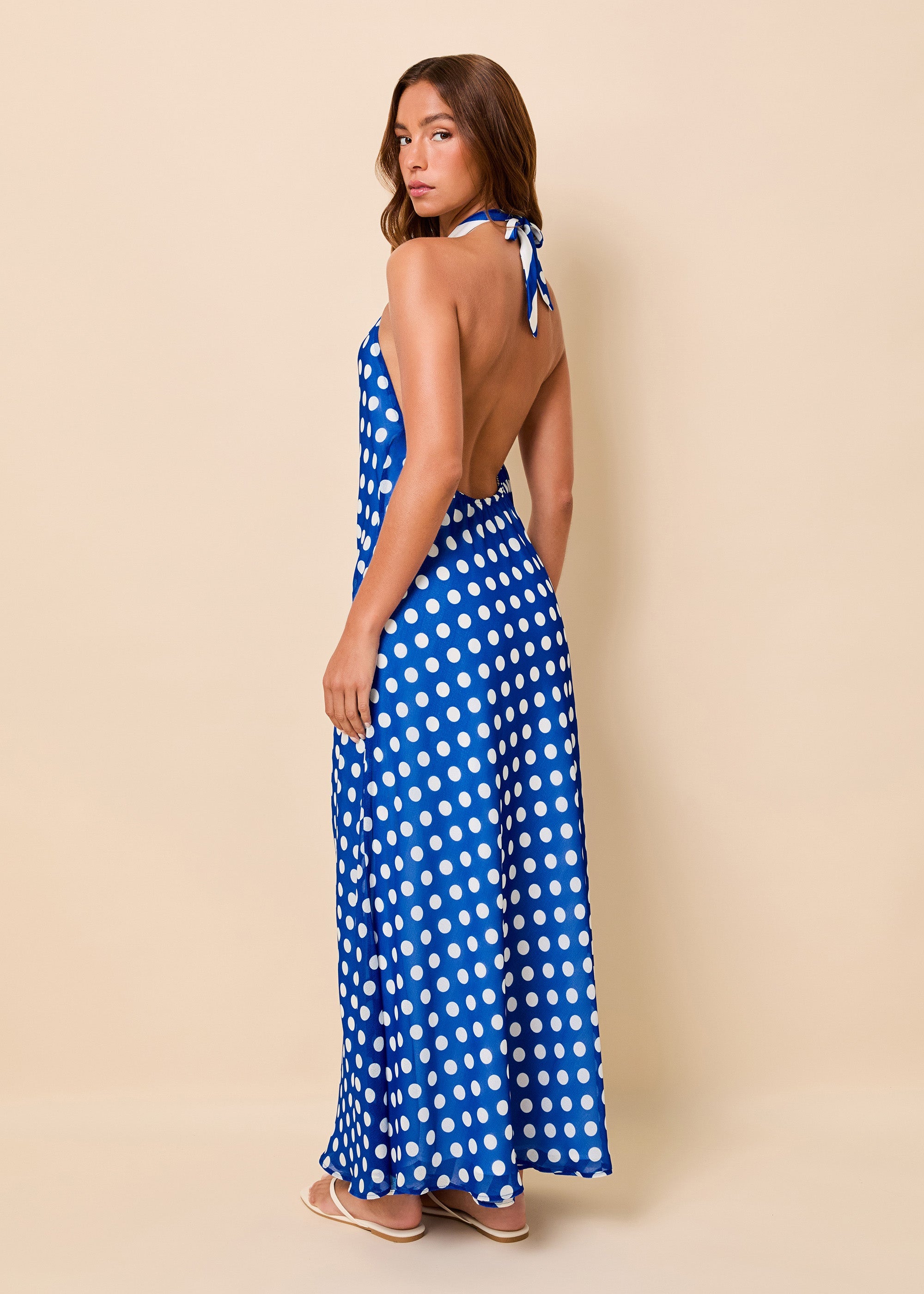 Brisa Reversible Dress Crinkle Sheer Olympian Blue Polka Dot / Stripe