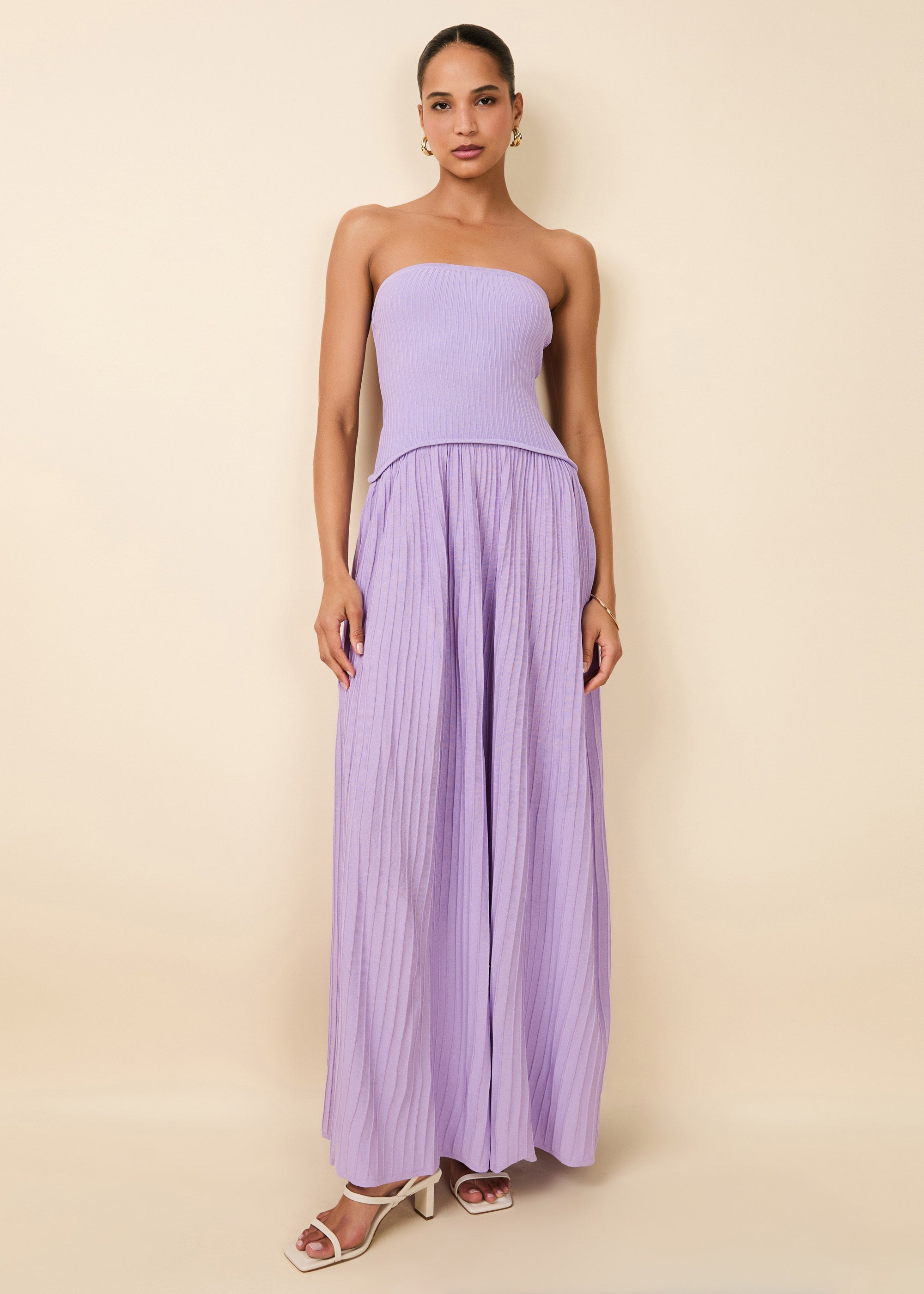 Strapless Soglio Dress Ribbed Lavender