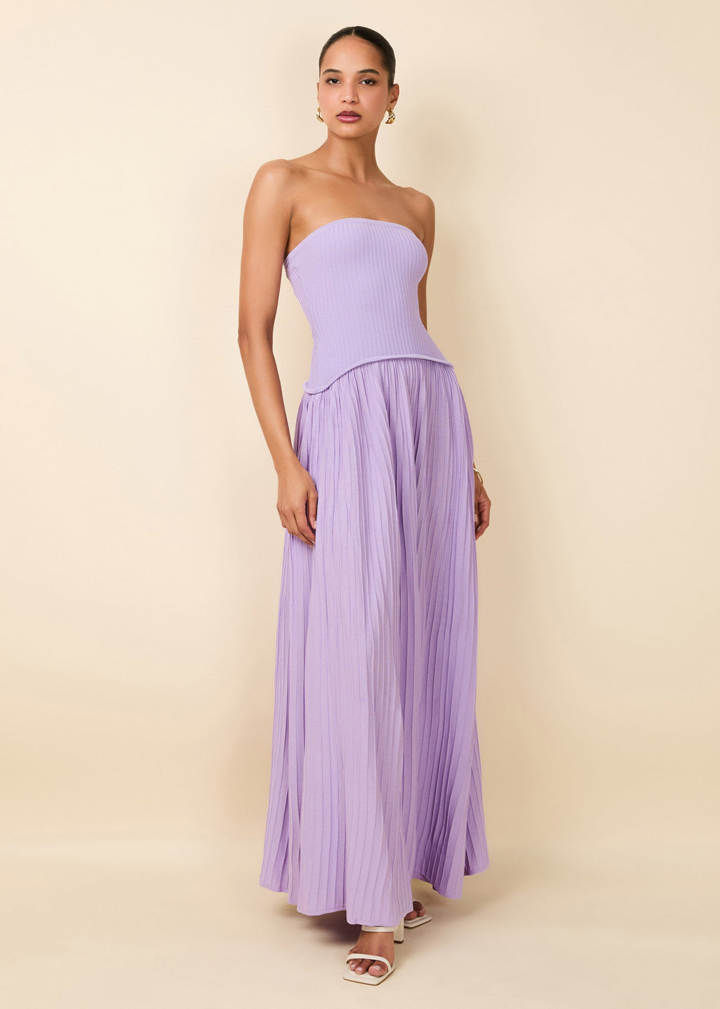 Strapless Soglio Dress Ribbed Lavender
