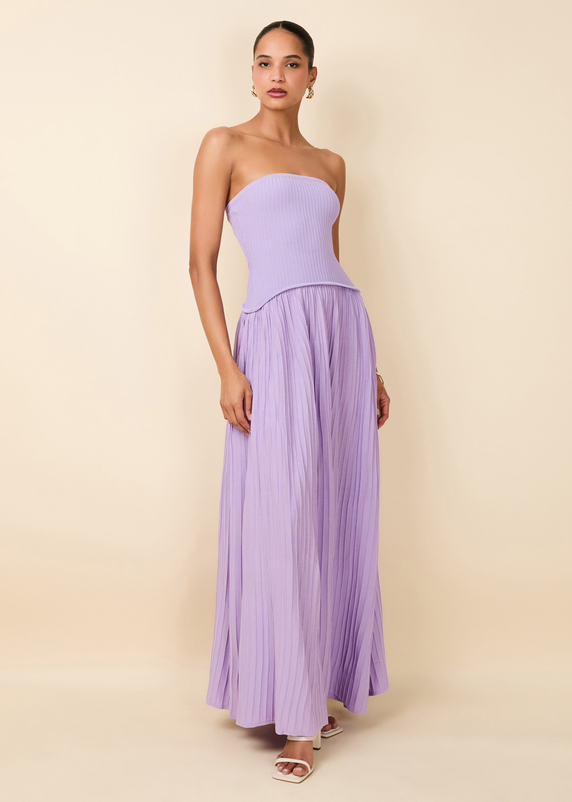 Strapless Soglio Dress Ribbed Lavender